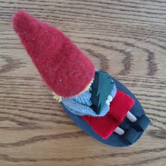 Handmade Sweden Larssons Tra Wood Christmas Figurine Girl on Sled Holding Tree - Picture 14 of 15